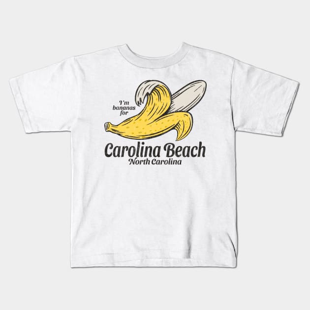 Carolina Beach, NC Summertime Vacationing Going Bananas Kids T-Shirt by Contentarama